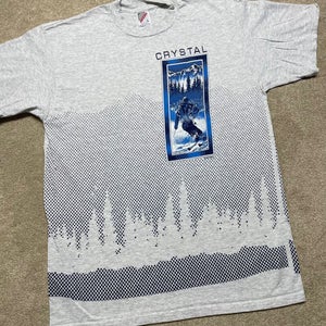Crystal Ski USA T Shirt Men Large Adult Gray Mountains Vintage 90s Nature USA