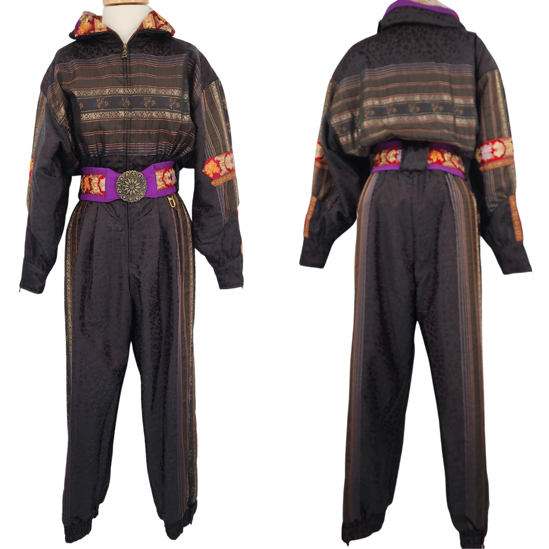 BOGNER Vintage Brocade Embroidered One Piece Ski Suit Winter