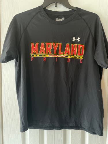 Under Armour Maryland Lacrosse Shooting Shirt Mens Large Black Game Worn