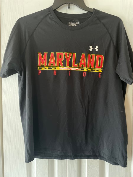 Under Armour Maryland Lacrosse Shooting Shirt Mens Large Black Game Worn