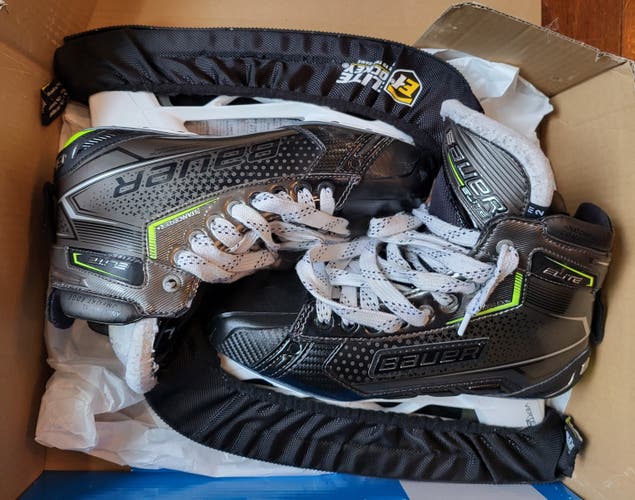 Senior Used Bauer Elite Hockey Goalie Skates Regular Width Size 9.5