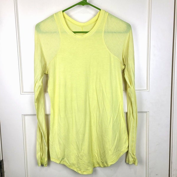 Lululemon Athletica Yellow Long Sleeve Shirt Activewear Running Women's ~8/10