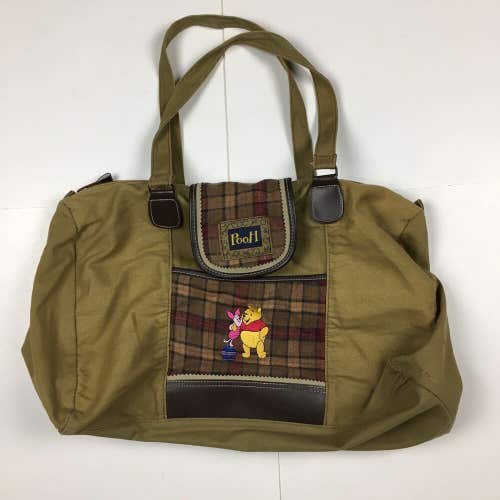 Vintage 90s Winnie The Pooh Cotton Canvas Khaki Duffle Bag Embroidered