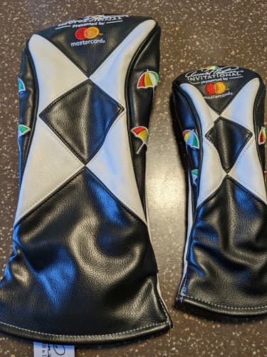 NEW Arnold Palmer Invitation by MasterCard Driver & Hybrid Headcover Set API Black & White