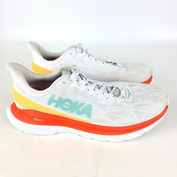 Hoka One One M Mach 4 White Red Orange Running Shoes Sneakers Men's Size 12  D