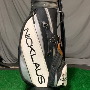 Vintage Jack Nicklaus Golf Bag 6-way Divider Leather B/W Carry Bag
