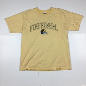 Y2K University of Michigan Wolverines Football T-Shirt Pastel Yellow Maize Large