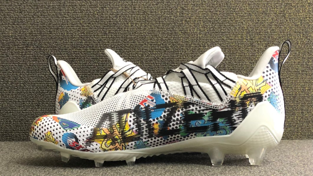 Adidas Adizero 11 Comics Football Cleats FX8361 Men's size 11.5 White Multi Color