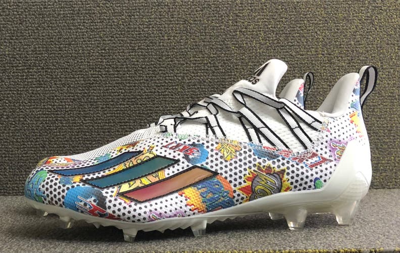 Adidas Adizero 11 Comics Football Cleats FX8361 Men's size 11.5 White Multi Color