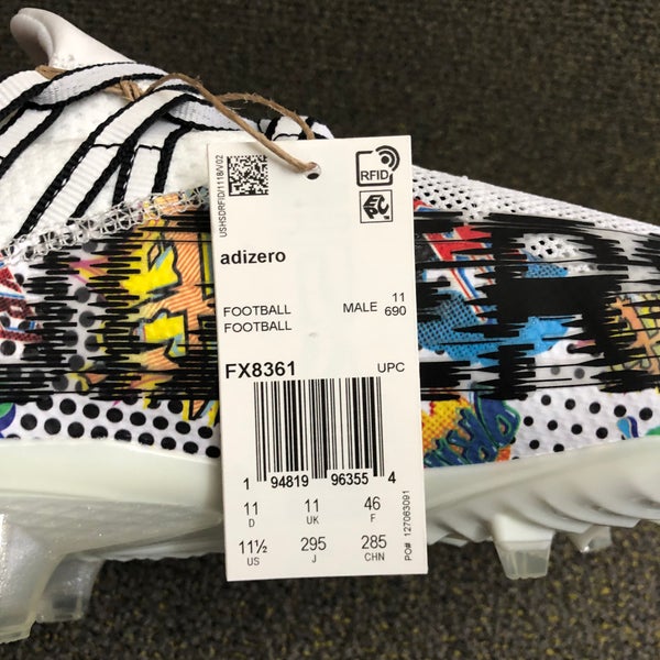 Adidas Adizero 11 Comics Football Cleats FX8361 Men's size 11.5 White Multi Color