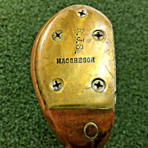 MacGregor Wooden Head Mallet Putter "R.J.S." Stamp / RH / ~33.5" Steel / mm6678