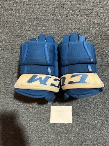 Used Blue CCM HG97 Pro Stock Gloves Colorado Avalanche Team Issued #67 15”