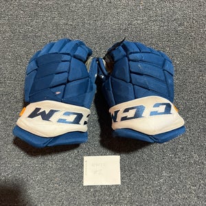 Used Blue CCM HGPJS Pro Stock Gloves Colorado Avalanche Team Issue #75 14”
