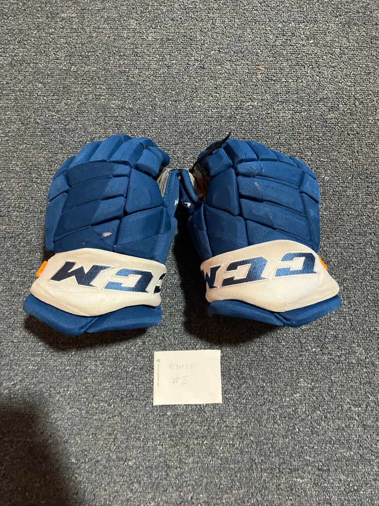 Used Blue CCM HGPJS Pro Stock Gloves Colorado Avalanche Team Issue #75 14”