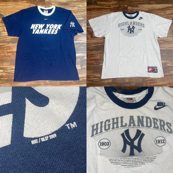 Vintage Nike Team New York Yankees T-Shirt BUNDLE SET x2 Center Swoosh Sz  Large