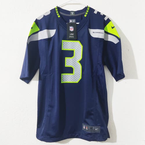 Nike Seattle Seahawks Russell Wilson Navy Blue Green Jersey Size M