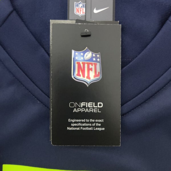 Size Large Men - Nike Seattle Seahawks Russell Wilson Navy Blue Jersey NWT  $120