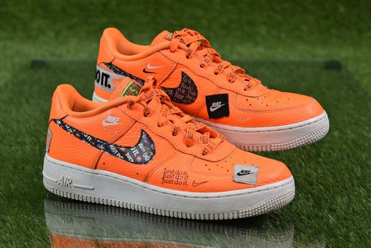 NIKE AIR FORCE 1 "JUST DO IT" SHOES, ORANGE EDITION, US 6.5Y