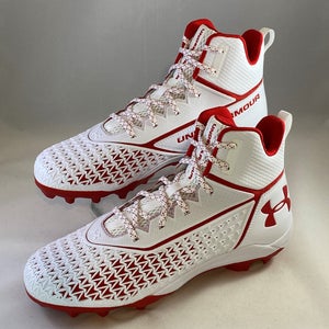 Under Armour Hammer High MC Men's Size 12 "White Red" Football Cleats New