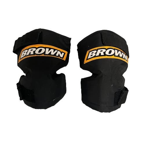 Brown hockey goalie knee pads