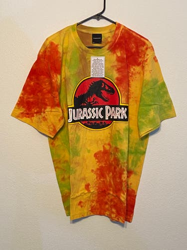 DUMBGOOD x Jurassic Park Men's Size XL Colorful Tie Dye Graphic Logo T Shirt New