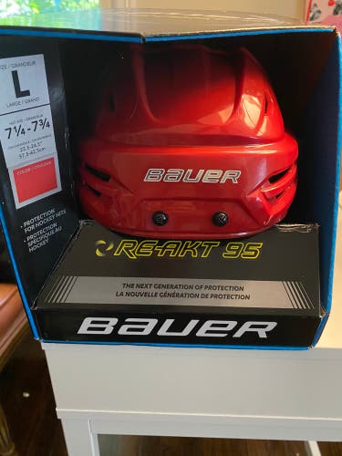 Like New Pro Stock Bauer Reakt 95 Red Helmet - Large
