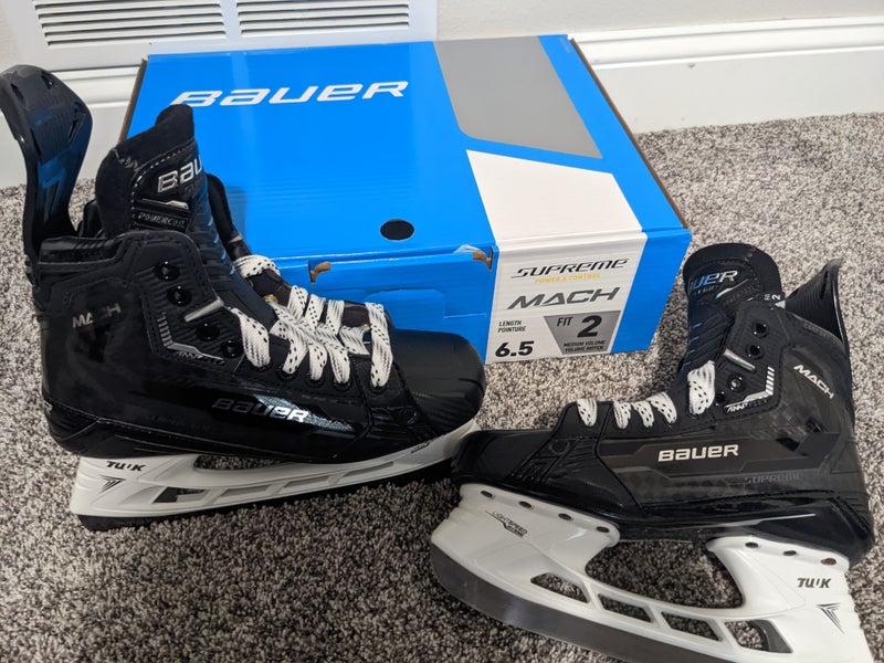 Intermediate New Bauer Supreme Mach Hockey Skates Size 6.5 Fit 2 w/ TI Steel