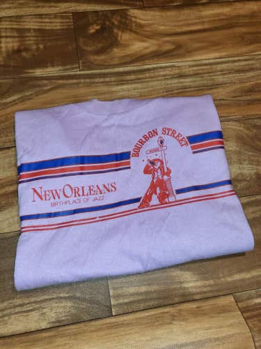 Vintage Rare 80s Bourbon Street Purple T Shirt New Orleans Birthplace Jazz Sz M