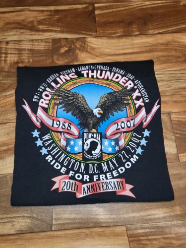 Vintage 2002 Rare Harley Davidson Rolling Thunder Ride For Freedom Eagle Shirt L
