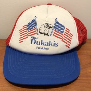 Mike Dukakis President Hat Snapback Cap Mesh Trucker Vintage Campaign Politics