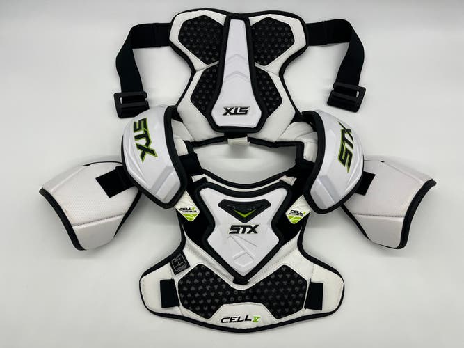 STX Cell V 5 SMALL Shoulder pads Lacrosse Clean Black White