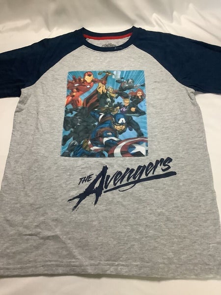 NEW MARVEL AVENGERS HOLOGRAPHIC T SHIRT BOYS XXL GREY BLUE IRON MAN CAPT Box A