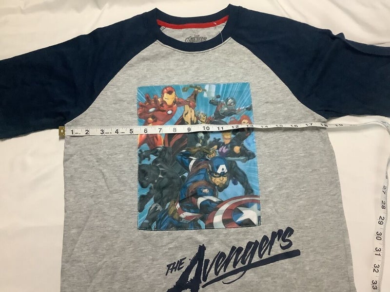 NEW MARVEL AVENGERS HOLOGRAPHIC T SHIRT BOYS XXL GREY BLUE IRON MAN CAPT Box A