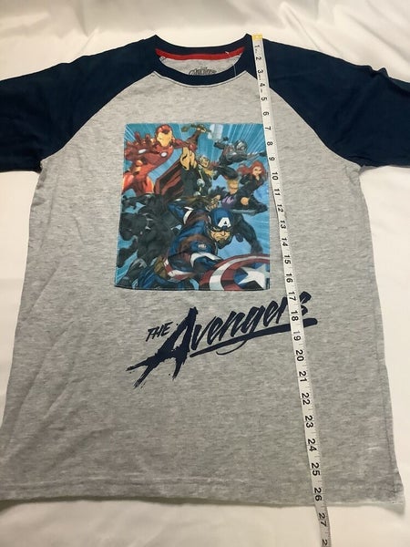 NEW MARVEL AVENGERS HOLOGRAPHIC T SHIRT BOYS XXL GREY BLUE IRON MAN CAPT Box A