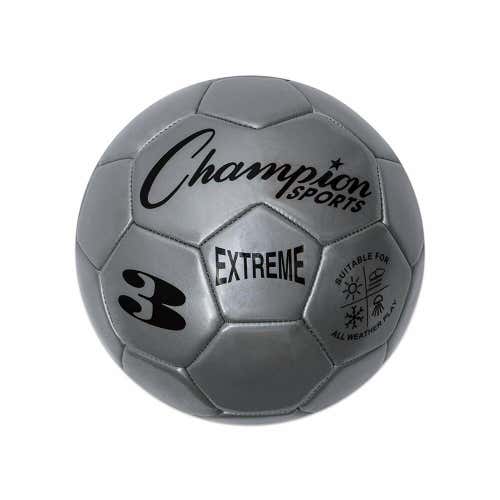 Champion Sports Extreme Soft Touch Butyl Bladder Soccer Ball, Size 3, Silver