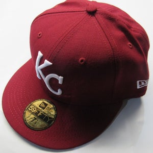 MLB Kansas City Royals New Era 59FIFTY Fitted Maroon/White KC Baseball Hat 7 1/4