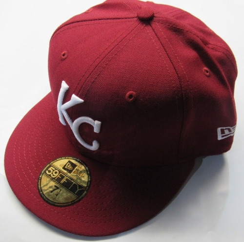 MLB Kansas City Royals New Era 59FIFTY Fitted Maroon/White KC Baseball Hat 7 1/4