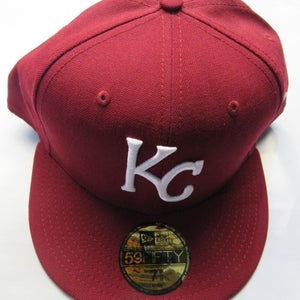 MLB Kansas City Royals New Era 59FIFTY Fitted Maroon/White KC Baseball Hat 7 7/8