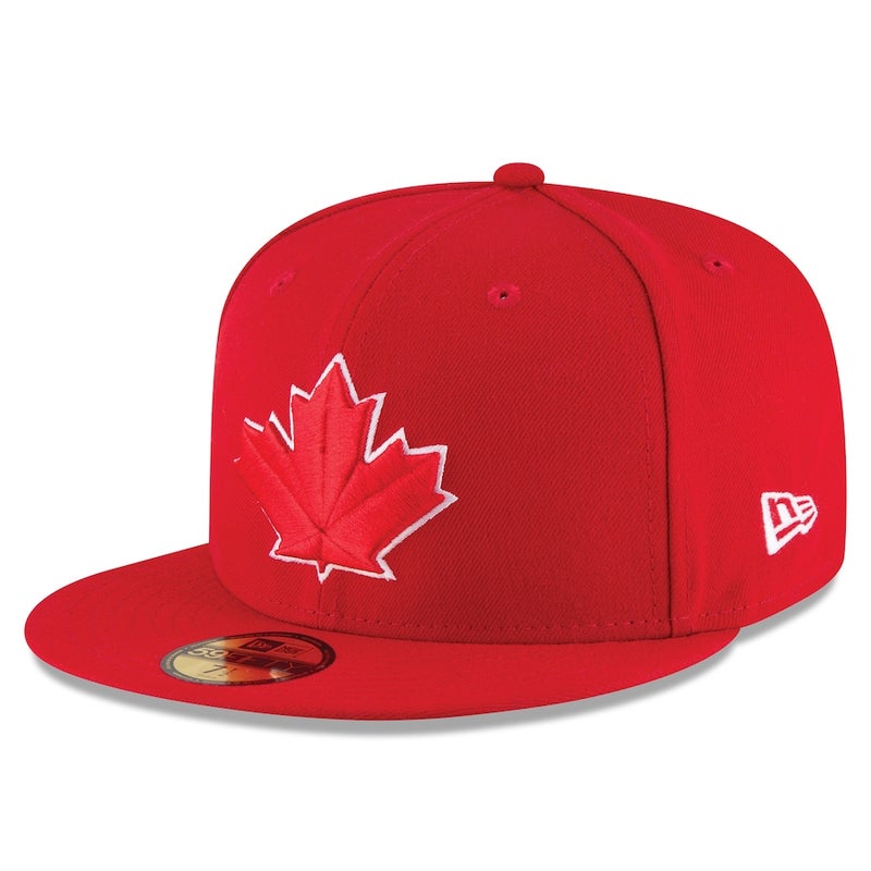 Toronto Blue Jays Black Red Leaf Logo 59fifty Fitted Hat - Pro League  Sports Collectibles Inc.