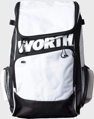 Worth Baseball/Softball Backpack Equipment Bag Bat WORBAG-BP slowpitch white blk