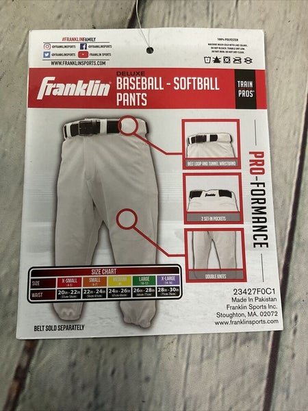 Franklin Youth Deluxe Baseball Pants Size X-Small White Black New With Box