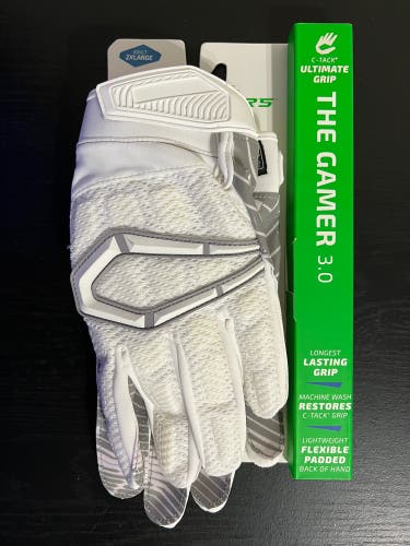 Cutters The Gamer 3.0 Padded Football Gloves Receiver Back Line Men’s 2XL