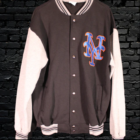 New York Mets Majestic Sweatshirt Style Black MLB Baseball Authentic Jacket Size Adult Large *MINT*