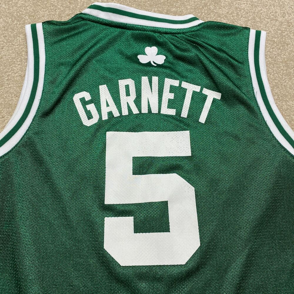 Kids Boston Celtics 5 Garnett White Jersey