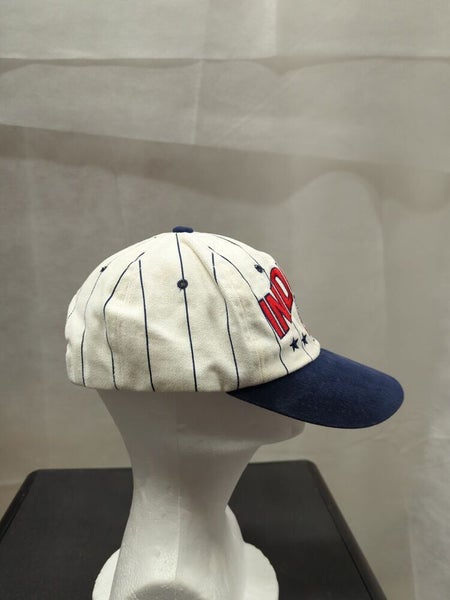 Vintage Cleveland Indians Chief Wahoo Starter White Pinstripe Snapback Hat  MLB