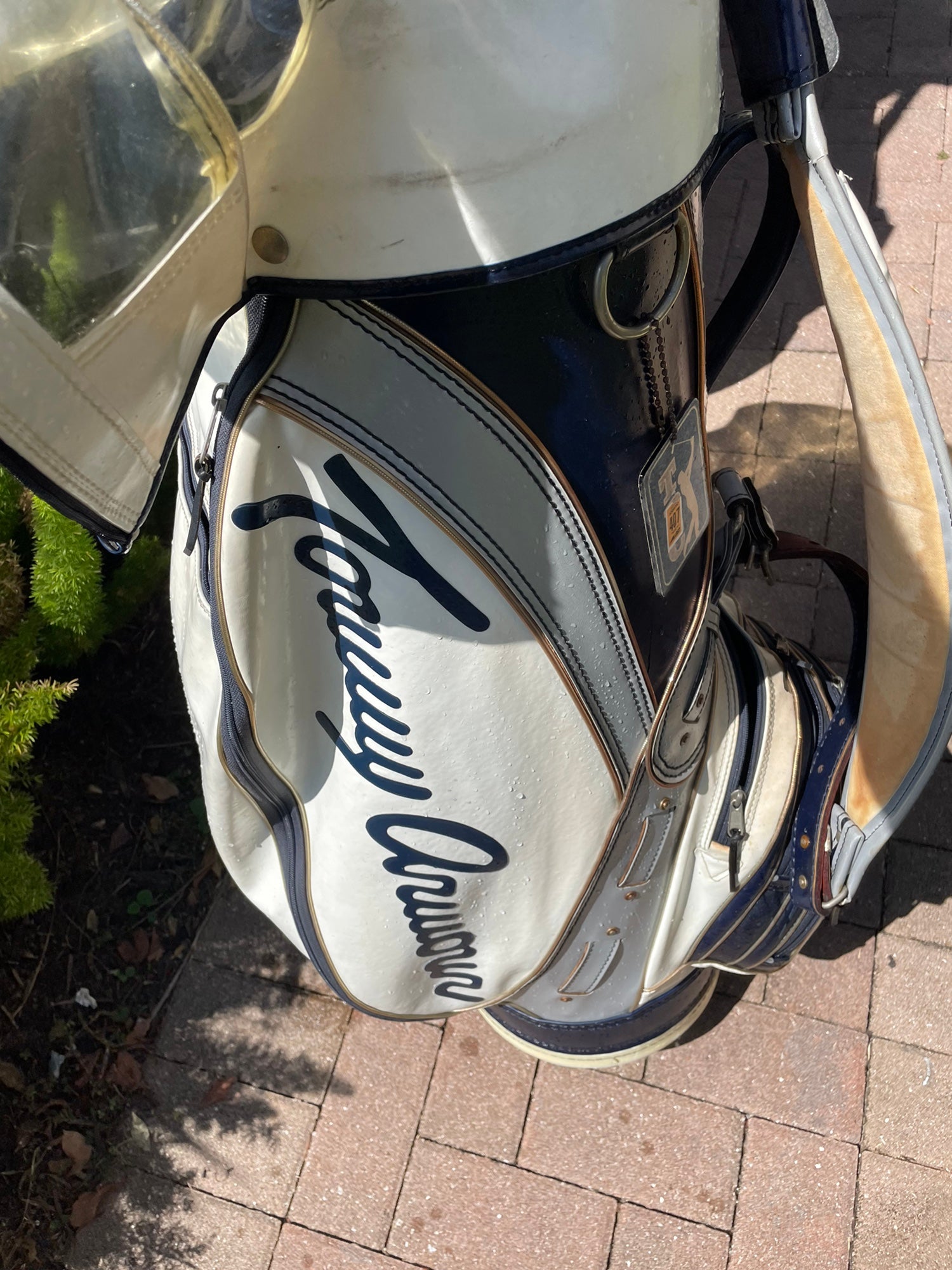 Vintage Tommy Armour Cart Small Staff Golf Bag White Blue AAL1