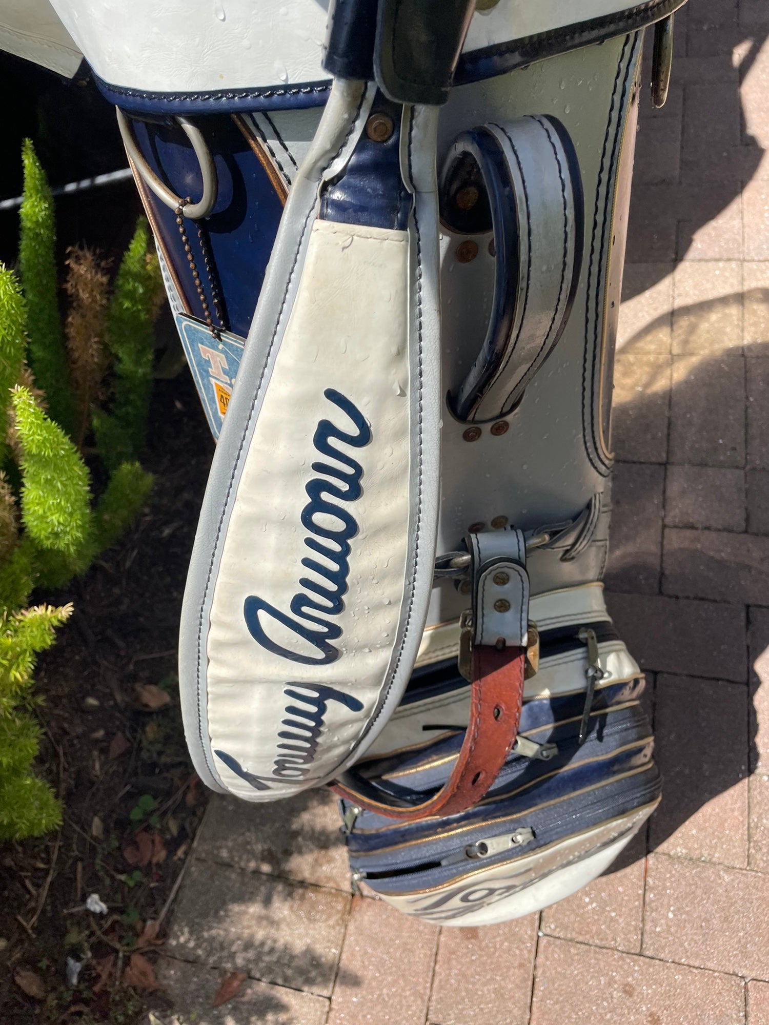 Vintage Tommy Armour Cart Small Staff Golf Bag White Blue AAL1