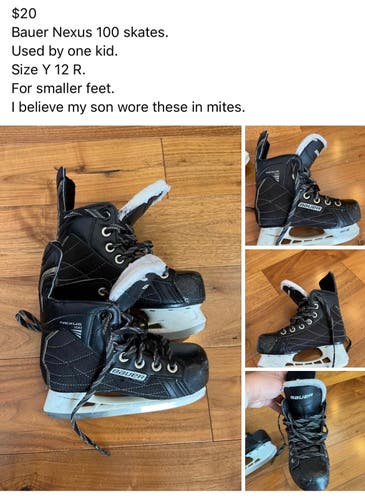 Used Bauer Size 12 Nexus 1000 Hockey Skates