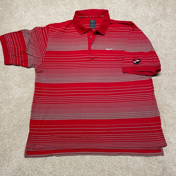 Boston Red Sox Nike Dri Fit Striped Polo Shirt (Men's Medium) Red