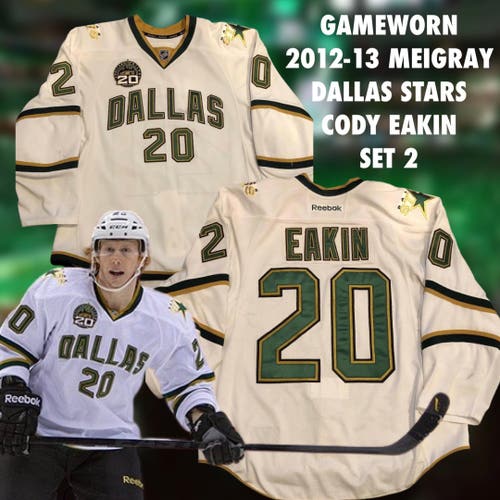 GAMEWORN 2012-13 Reebok Dallas Stars EAKIN Road Jersey Set 2 Meigray LOA